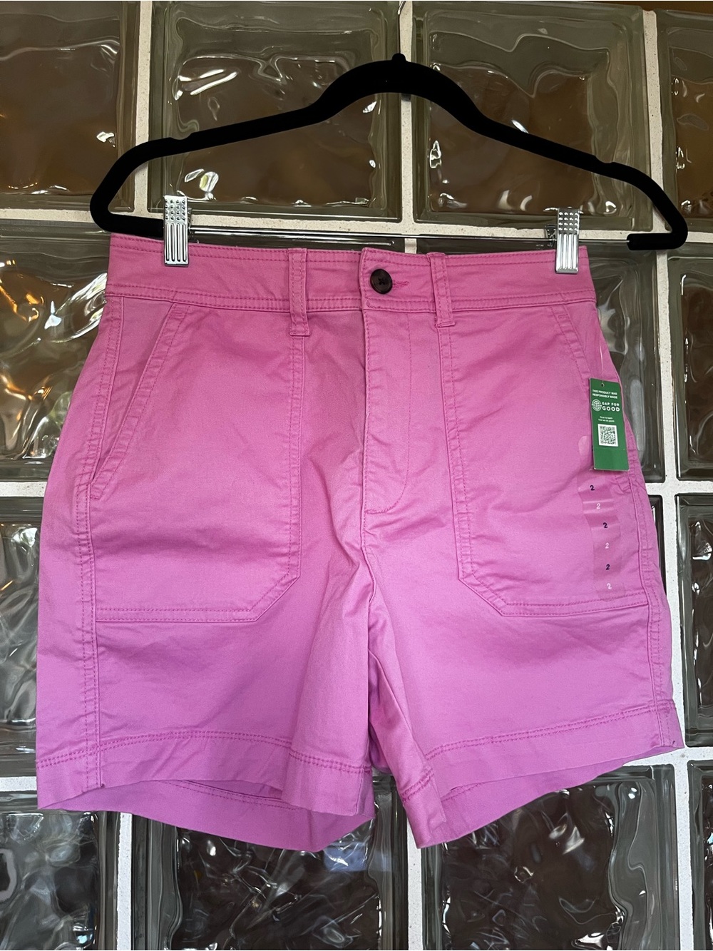 GAP Bright Pink Khaki High Rise Stretch Shorts